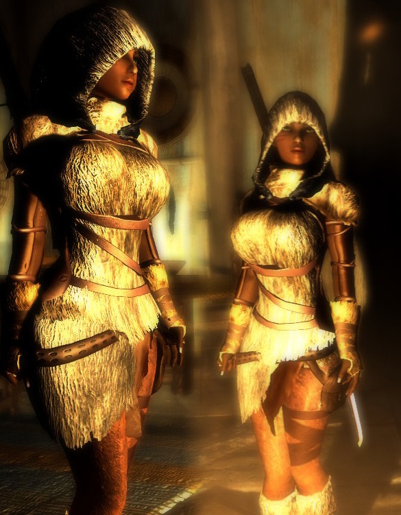 Мод для Skyrim — Меховая броня охотницы (CBBE)