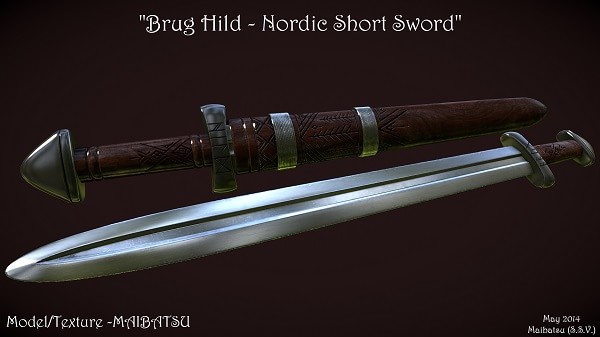 Мод для Skyrim — Короткий меч Нордов «Бруг Хильд»