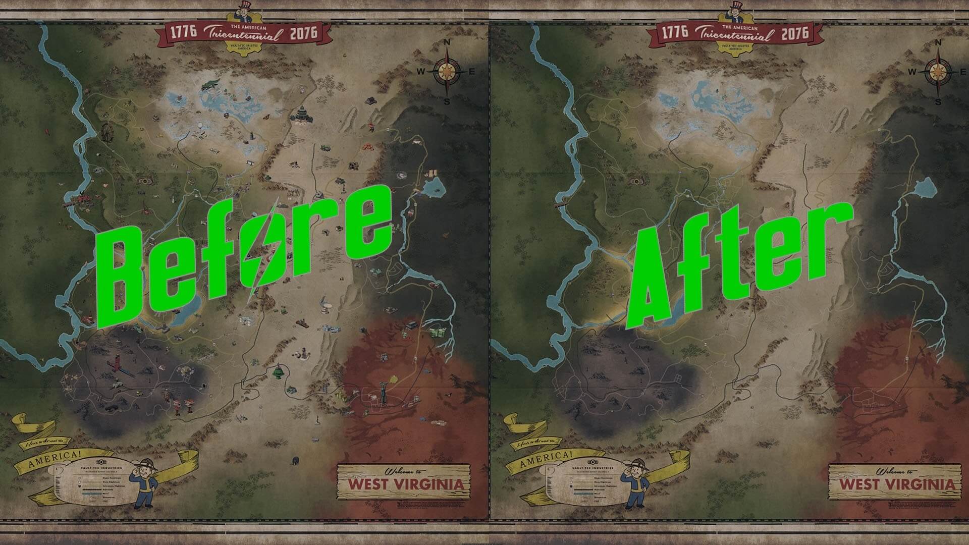 Fallout 76 map comparison